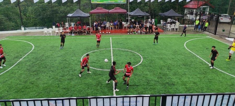 Players during 2nd edition of Nagaland State Futsal Championship at Reiphinyü Badze, Vürie, T Khel Model Village on October 7. (Morung Photo)